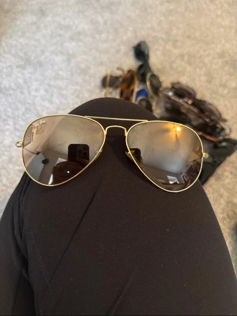 Ray-Ban Gold Frame Aviator Sunglasses with Brown Lenses